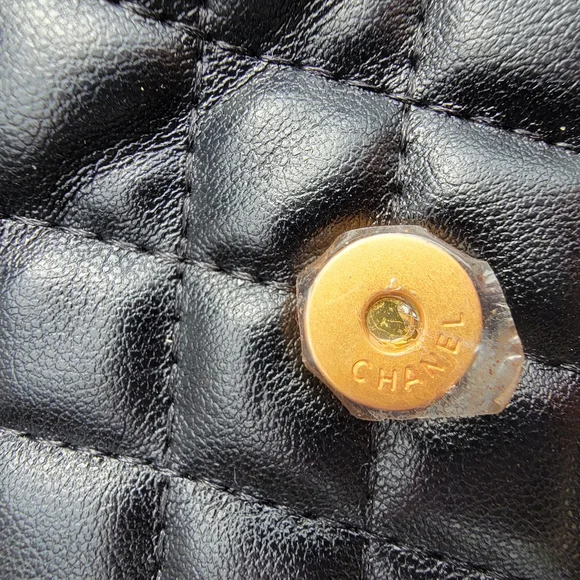 Black Quilted Mini Bag with Gold Accents - Picture 7 of 9